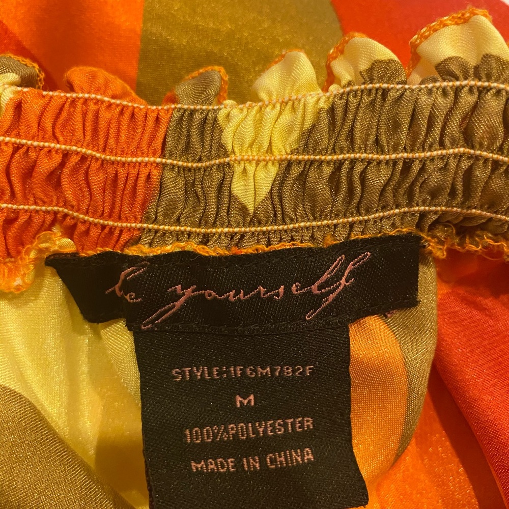 Be Yourself orange & gold sleeveless blouse Size M - Picture 5 of 5